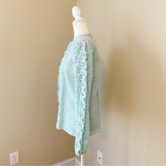 Tyler Boe 100% Linen Eyelet Cut Out Long Sleeve Top - Medium - Picture 3 of 13